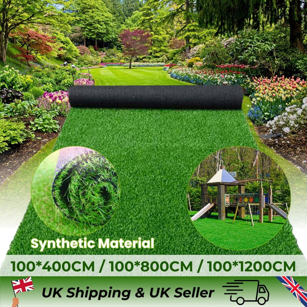 Artificial Grass 20mm Pile Height 1m Wide – UV Resistant Self-Draining Fake Turf, Pet & Child Friendly, Multiple Lengths for Garden, Patio, Balcony & Indoor Use