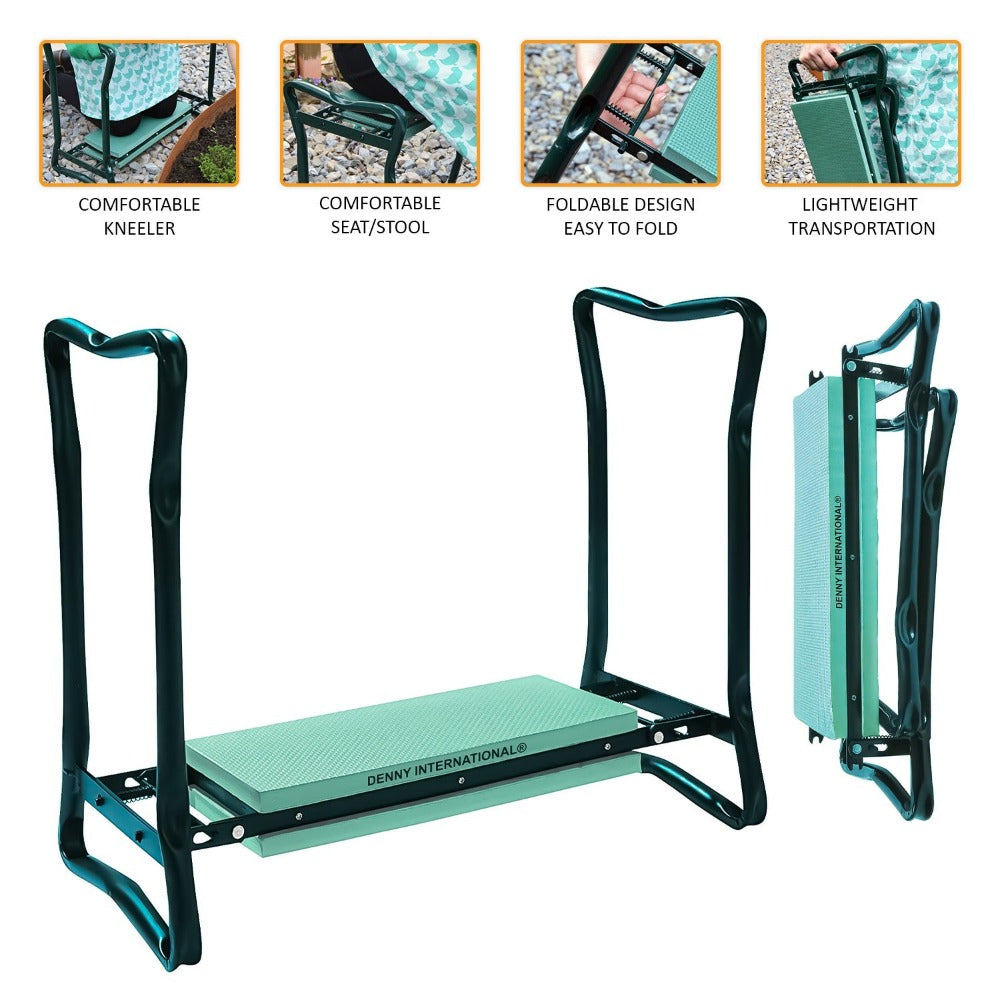 Garden Kneeler and Seat 2-in-1 Folding Padded Kneeling Bench with Handles & Tool Bag - Lightweight Foam Gardening Stool for Kneeling & Sitting