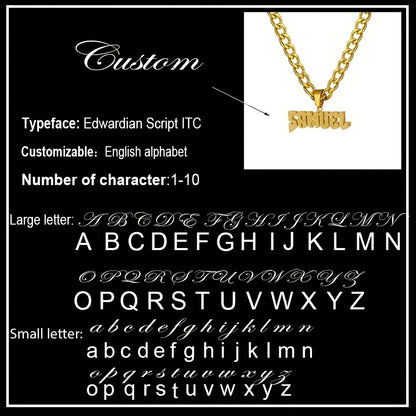 Custom Name Double Layer Necklace 304 Stainless Steel Detachable Cuban Chain 3D Fashion Hip Hop Style Blingbling Pendant Men's Jewelry Personalized Gift for Him Couple Necklace Father's Day Gifts for Dad