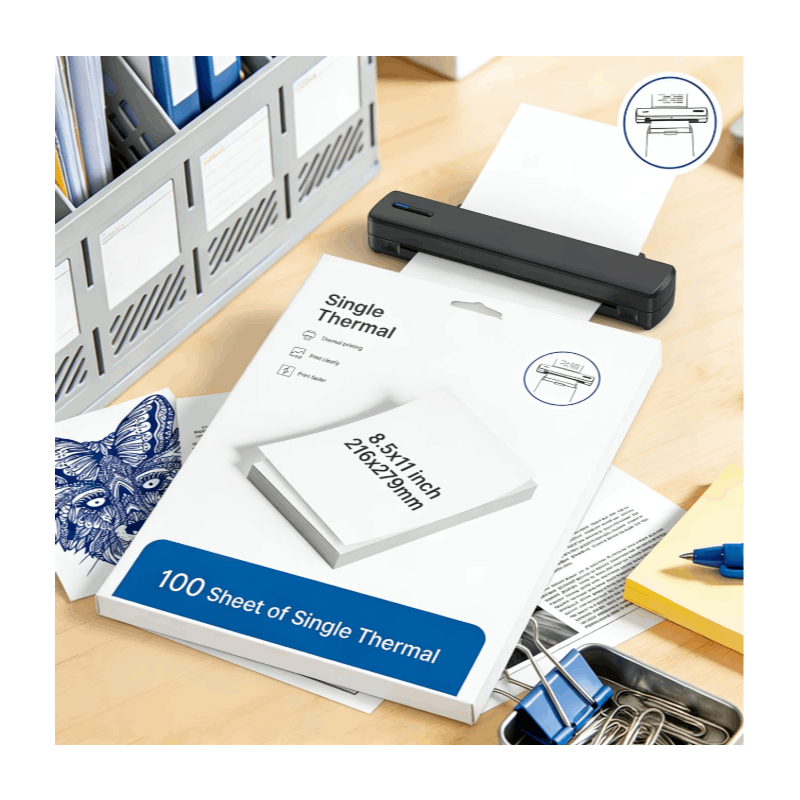 100-Sheet A4 Thermal Paper/200-Sheet A4 Thermal Paper, 8.5*11 Inches, A4-Size Sheet Thermal Paper, Multi-Purpose Thermal Paper Compatible with Portable D810B Thermal Printers for Office Contracts, Resumes, Agreements And Homework