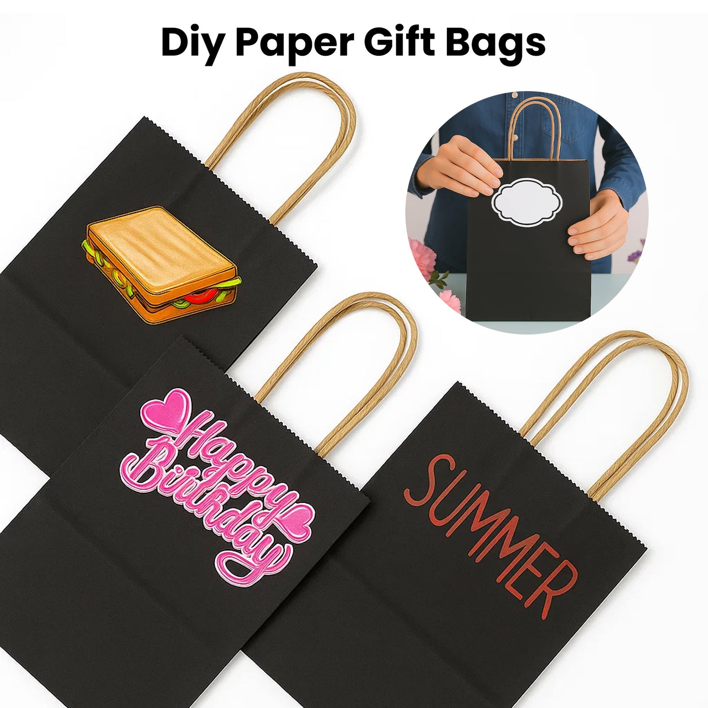 100-Pack Kraft Paper Bags with Handles – Ideal for Gift Wrapping, Parties, Holiday Celebrations & Retail Use