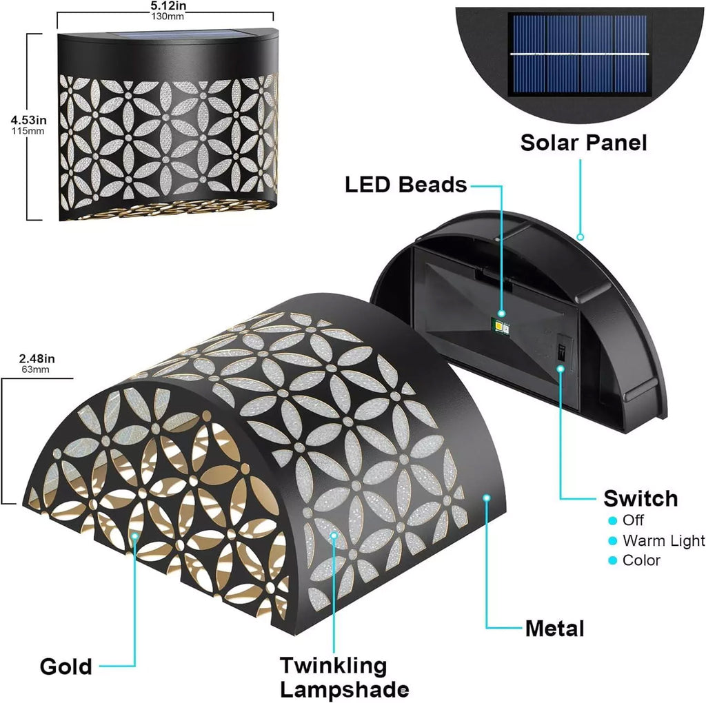 Petal Solar Fence Lights - 4 Pack Outdoor Wall Set