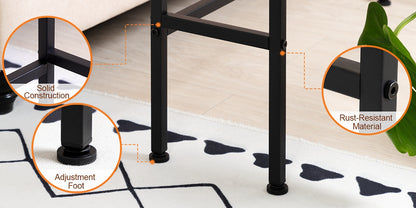 AMHANCIBLE Console Table with Charging Station, Narrow Sofa Table, 1 AC Socket & USB Ports, Entrance Table, Narrow Side Table for Living Room, Metal Frame, Brown
