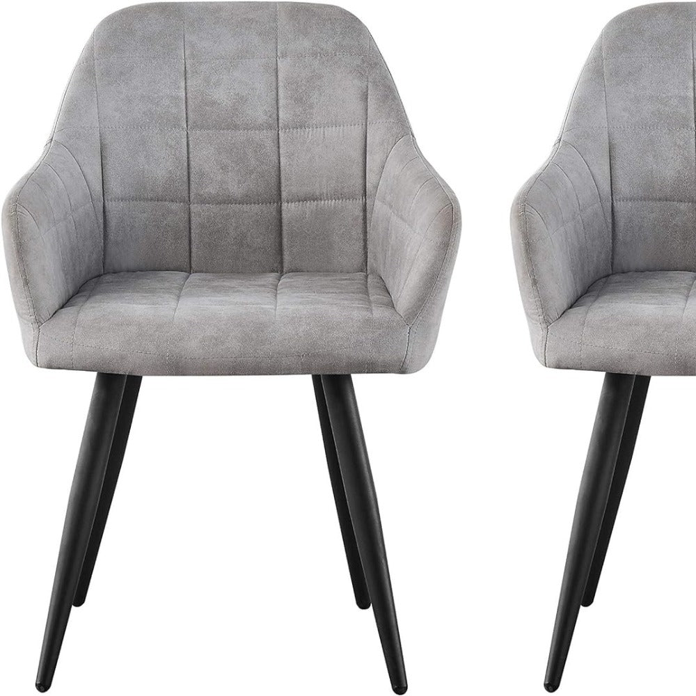 High Back Dining Chairs Set of 2 Faux Suede Padded Seat | Metal Legs Anti-Scratch Feet | UK Fire Safety Compliant | Home & Restaurant Use | 4 Colours | Adrian