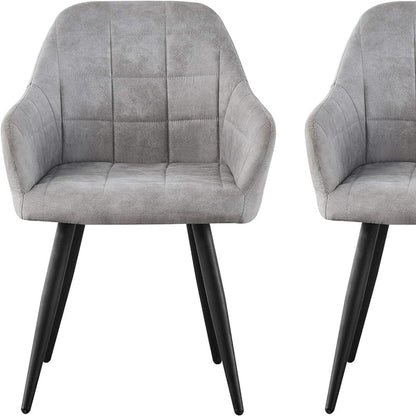 High Back Dining Chairs Set of 2 Faux Suede Padded Seat | Metal Legs Anti-Scratch Feet | UK Fire Safety Compliant | Home & Restaurant Use | 4 Colours | Adrian