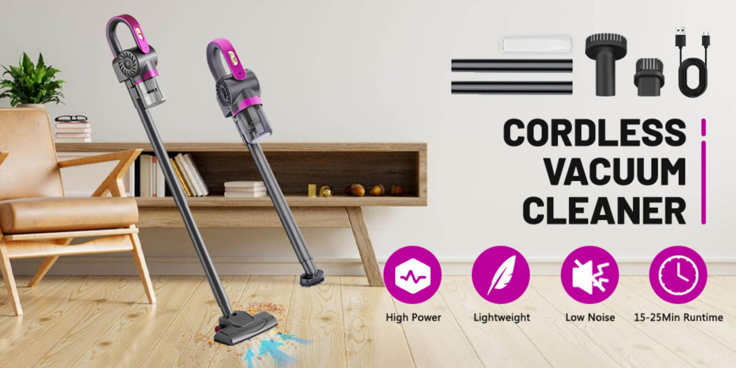 Cordless Vacuum Cleaner 4-in-1 Handheld Stick Vacuum 8000Pa Suction 120W Motor Vacuuming Mopping Sweeping Pet Hair Carpet 3000mAh 60dB Low Noise 1.5kg Lightweight