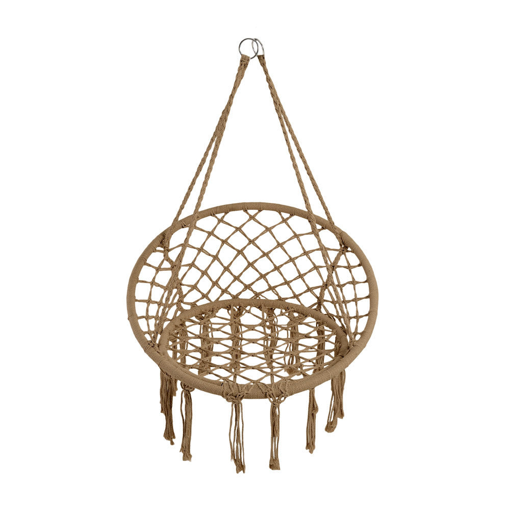 Balcony Rocking Chair, Courtyard Woven Hanging Basket, Hanging Cotton Rope Iron Ring Hanging Chair, Suitable for Indoor, Outdoor, Home, Balcony, Courtyard, Garden, Maximum Load Capacity: 200kg, Material: Iron Ring, Cotton Rope (No Include Cushion)