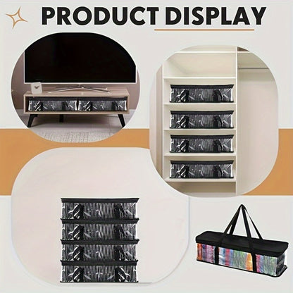 Clear PVC Zippered Media Storage Case - Durable & Protective for CDs, Blu-ray Discs, Movies, VHS Tapes, Video Games, Books, Music - Dust & Moisture Resistant Organizer, Trunks