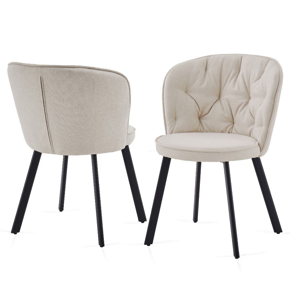 Fabric Dining Chairs Set of 2 or 4 – Upholstered High Back with Padded Seat & Black Metal Legs, Comfortable Kitchen & Dining Room Chairs for Lounge or Bedroom