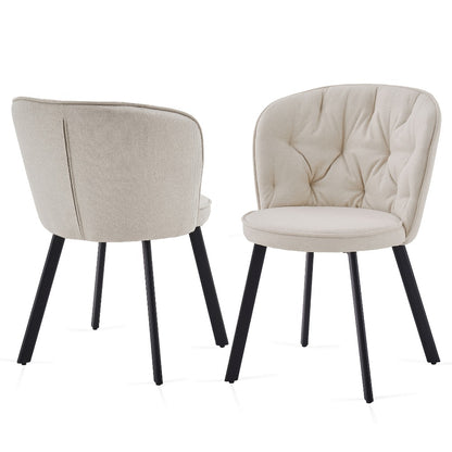 Fabric Dining Chairs Set of 2 or 4 – Upholstered High Back with Padded Seat & Black Metal Legs, Comfortable Kitchen & Dining Room Chairs for Lounge or Bedroom
