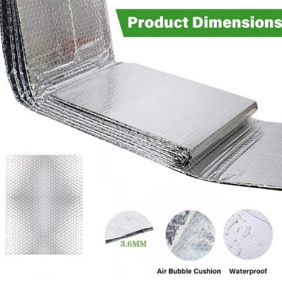 (Includes 6 double-sided tapes)5Mx 60CM Foil Roll Bubble Radiator Insulation Heat Energy Saver Reflective Rooms