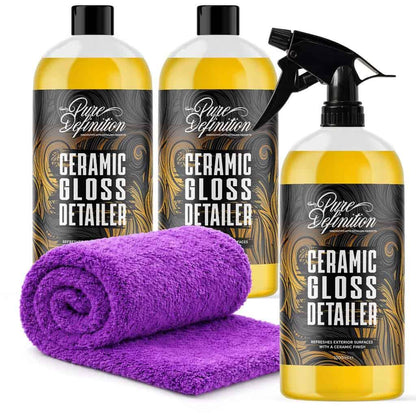 Ceramic Gloss Detailer - Car Detailing Spray Sealant & Coating For Vehicle Paintwork + Edgeless Microfibre Towel - Si02 Ceramic Technology - Pure Definition