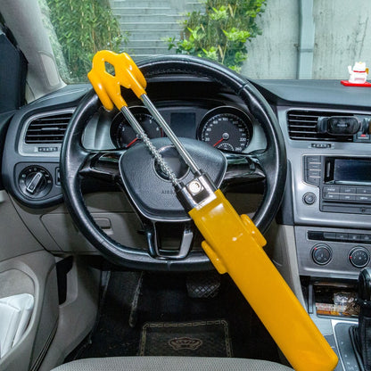 Steering Wheel Lock Heavy Duty Double Lever, Adjustable 48–63cm Universal Anti-Theft Car Lock with 2 Keys for Cars, SUVs, Trucks & Vans – Alloy Steel Vehicle Security Lock Yellow