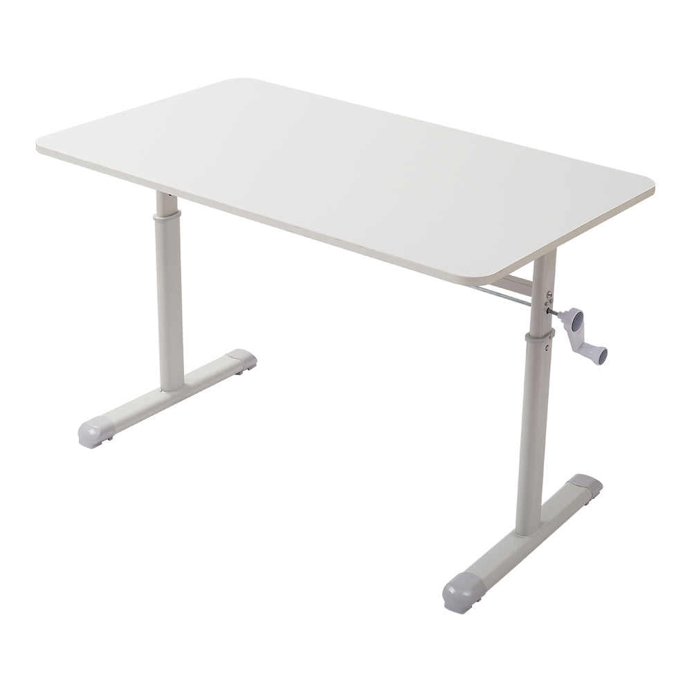 Premium Manual Adjustable Desk 60-90cm - Ergonomic Workstation with Crank Handle & Reinforced Base, Gaming & Home Office Desk, White Compact Study Table (Easy Assembly)