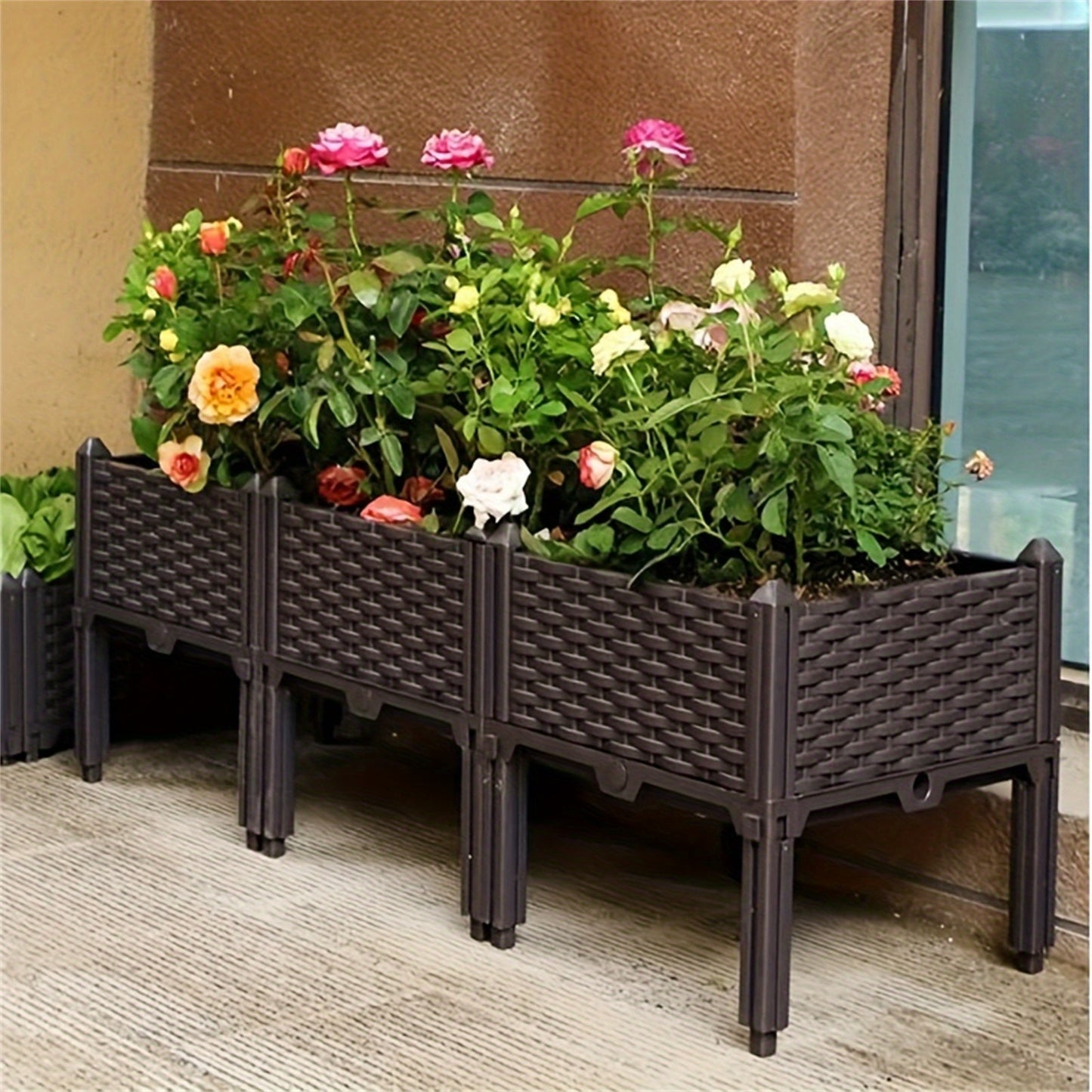 Raised Garden Bed Kit, Elevated Planter Boxes with Removable Legs, Plastic Raised Beds for Growing Veggie Herb Flower Indoor Outdoor, Easy Assembly, 116cm* 40cm* 36cm