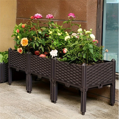 Raised Garden Bed Kit, Elevated Planter Boxes with Removable Legs, Plastic Raised Beds for Growing Veggie Herb Flower Indoor Outdoor, Easy Assembly, 116cm* 40cm* 36cm