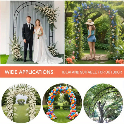 1pc Heavy Duty Steel Garden Arch Trellis with Sturdy Base & Adjustable Brackets - 240.03cm Outdoor Metal Arch for Climbing Plants, Roses, Vegetables, Balloons - Wedding, Party, Valentine's Day Decor, Outdoor Trellis for Climbing Plants, Vertical Gardening