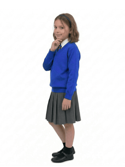 GW CLASSY OUTFIT Boys & Girls V-Neck School Jumper – Kids Unisex Long Sleeve Fleece Uniform Soft & Comfortable Sweatshirt