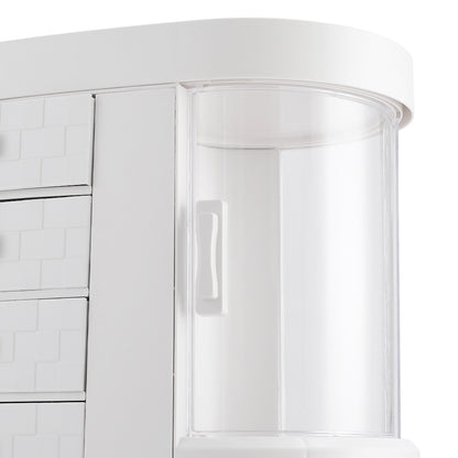Desktop Storage Box, 4 Drawers and 1 Top Platform, Desk Organizer with Drawer, Display Case and Cosmetic Storage Box, Great for Bathroom, Dresser, Countertop Cosmetic Organiser, White