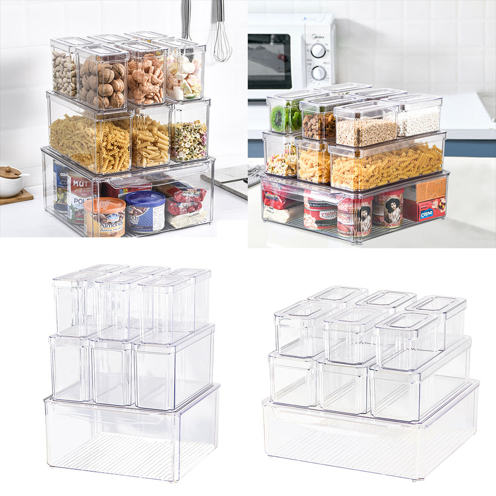 7/10-Pack Clear Stackable Refrigerator Organizer Bins - Multi-Purpose Food Storage Containers for Fridge, Freezer, Pantry - Ideal for Fruits, Vegetables, Meat - Durable PET, Easy to Clean, Fridge Storage Boxes and Containers