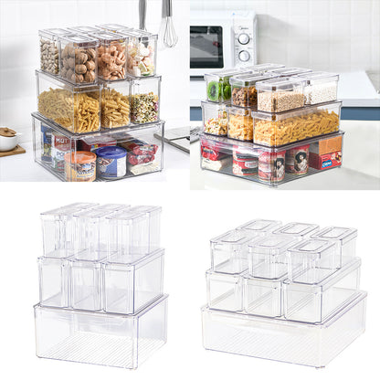 7/10-Pack Clear Stackable Refrigerator Organizer Bins - Multi-Purpose Food Storage Containers for Fridge, Freezer, Pantry - Ideal for Fruits, Vegetables, Meat - Durable PET, Easy to Clean, Fridge Storage Boxes and Containers