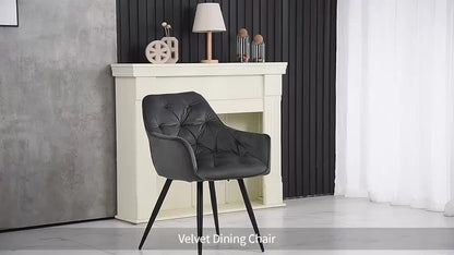 Contemporary Upholstered Velvet Dining Chairs Featuring Armrests, Suitable for Kitchens, Leisure Lounges, Living Rooms, Bedrooms, And Reception Areas