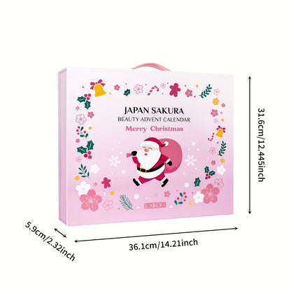 Sakura 2026-24 Days Of Beauty Advent Calendar, Radiance Skincare Set, Bath And Body Gift Set, Merry Christmas for Daughter Mother Sister Teacher, Glowing Face Cream, Moisturizing Llip Balm & Foot Cream, Gentle Cleansing Body Wash, Smoothing Serum