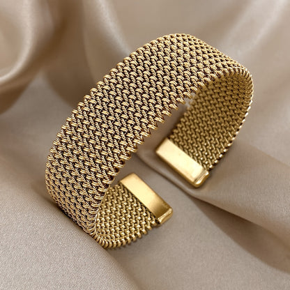 Vintage Stainless Steel Braided Mesh Open Bangle bangle bracelet, Classic Cuff Waterproof Jewelry, for Women Men Daily Party Wear Jewelry Accerssories Giftsnew Year'S Gifts Valentine'S Day Gifts