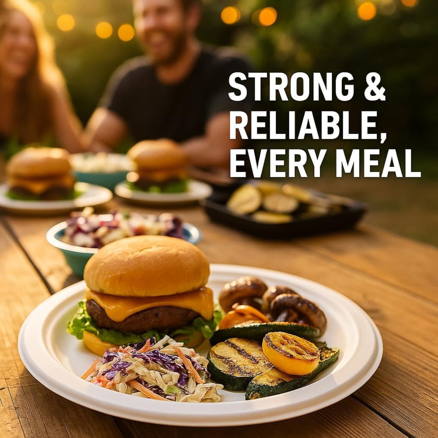 Strong Disposable Paper Plates 9" Bagasse Heavy-Duty Disposable Plates for PartiesMicrowave-Safe Party Plates,Dinner Plates for Hot & Cold Food Restaurants Takeaway Dessert Snack Tableware