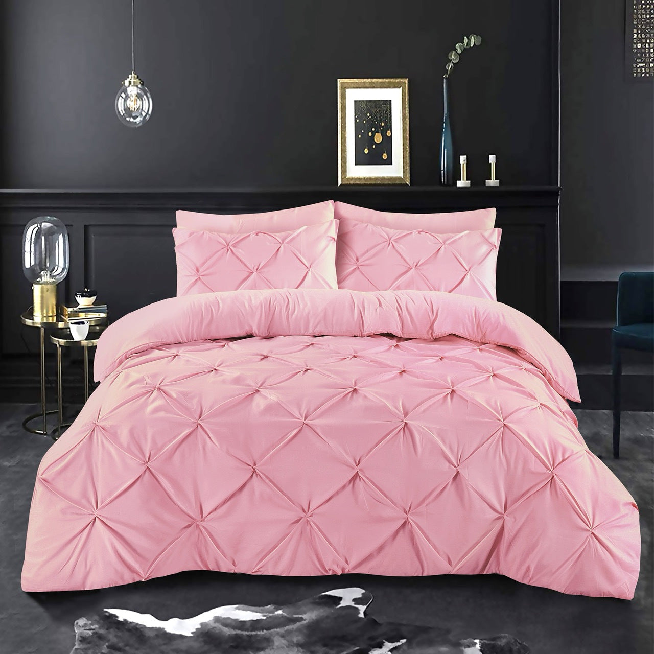 K&A® Pintuck Pinch Pleat Duvet Cover Set with Zipper Closure including Pillowcase – Ultrasoft Brushed Microfiber – Easy Care & Machine Washable