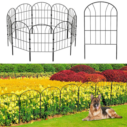 Decorative Garden Fence 10Pack, Metal Rustproof Iron Landscape Wire Folding Fencing Ornamental Panel, Outdoor Rustproof Fence Panel Animal Barrier Flower Bed Border for Patio Backyard (60cm X 330cm)