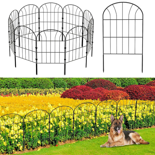 Decorative Garden Fence 10Pack, Metal Rustproof Iron Landscape Wire Folding Fencing Ornamental Panel, Outdoor Rustproof Fence Panel Animal Barrier Flower Bed Border for Patio Backyard (60cm X 330cm)
