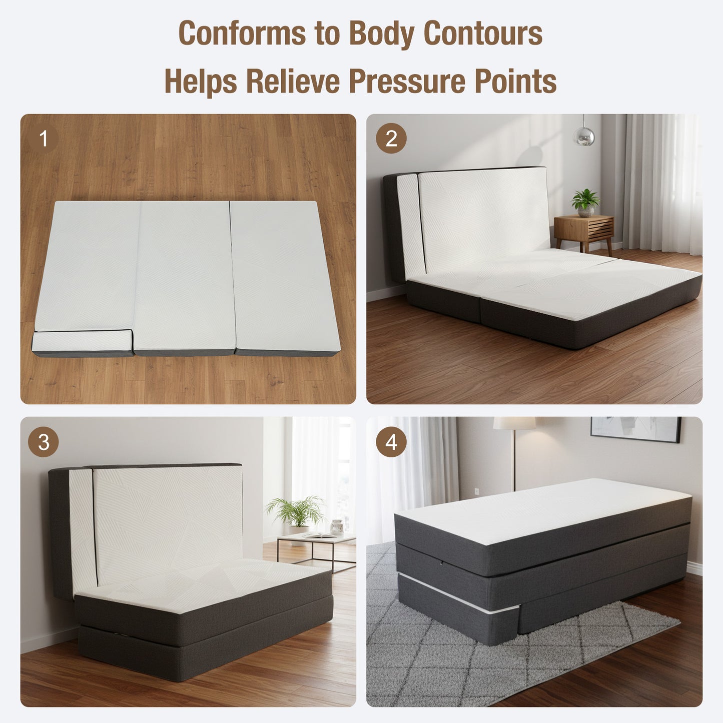 Folding Mattress Single 15cm Tri-Fold Foam Mattress with Removable Washable Cover, Foldable Floor Mattress for Travel, Camping, Guest Bed, Small Spaces