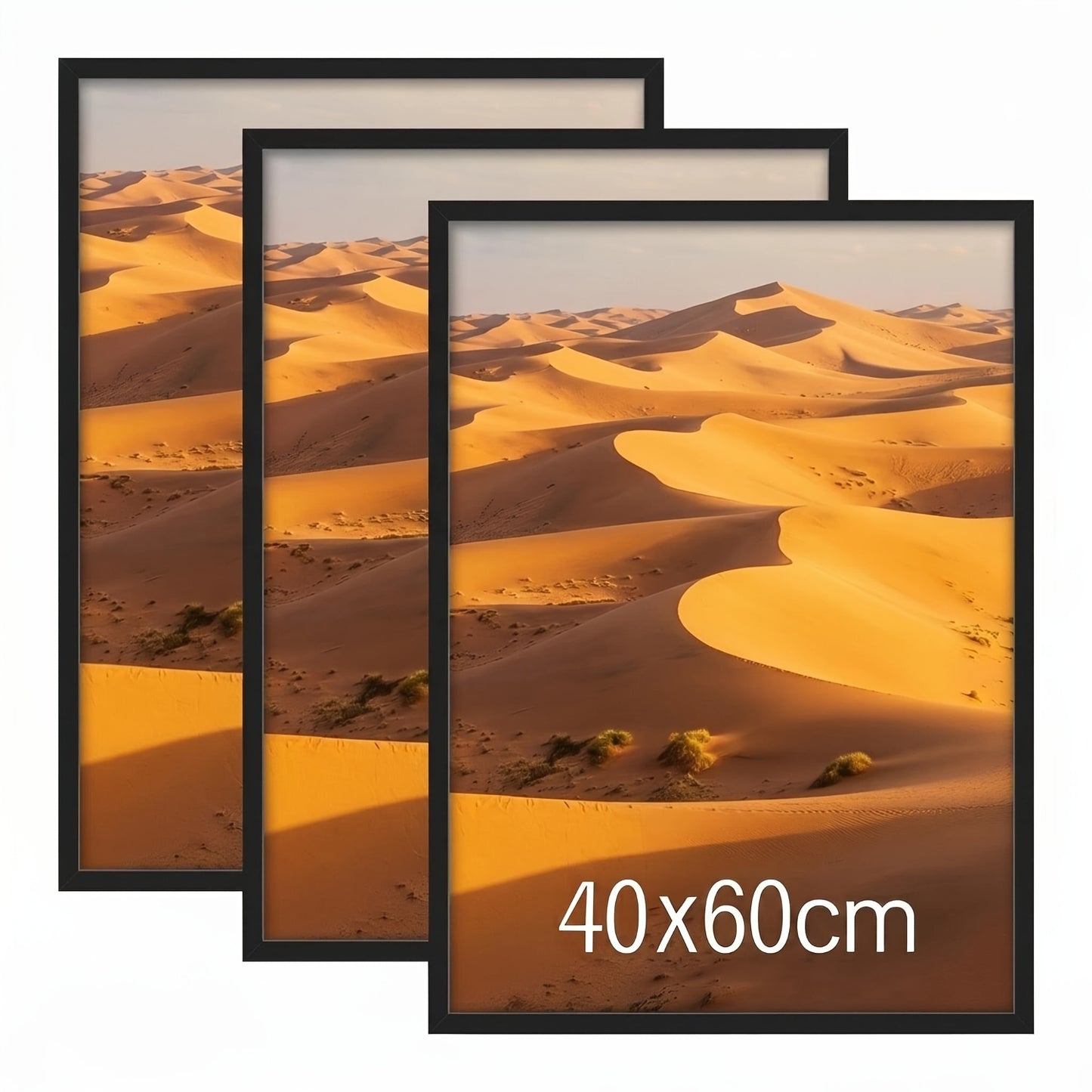 3 Pack 40X60 Frame, Black 40X60Cm Picture Frames, Wall Hanging Photo Frame, Wall Mounting Display for Home, Office, Gallery, Holiday with Photos, Posters, Puzzles