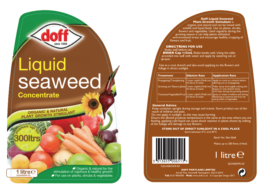 2 X Doff Liquid Seaweed Concentrate 1L For Use on Garden Plants Shrubs & Vegetables, Supports Growth, Makes Up to 300L