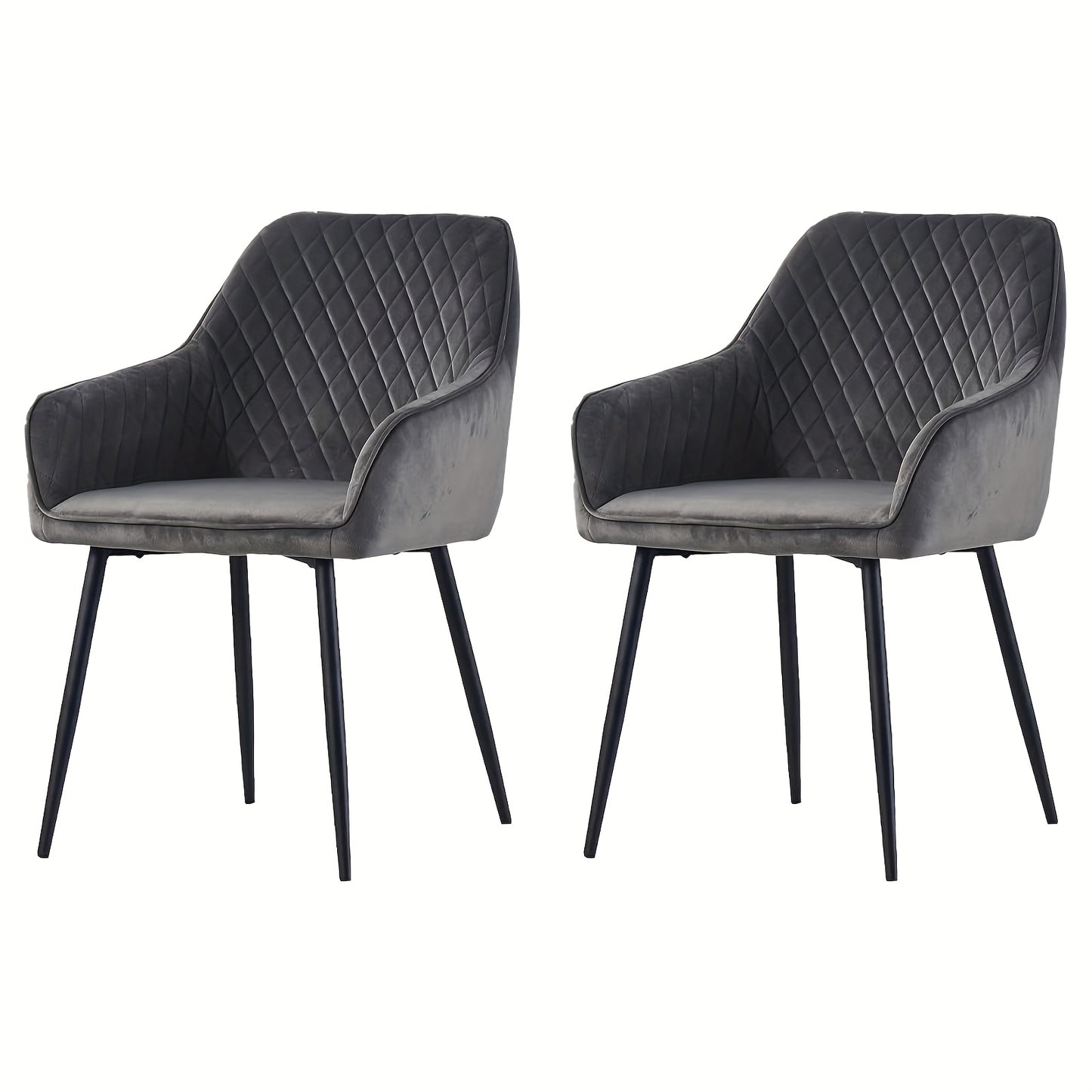 Set of 1 2 4 6 Dining Chairs Velvet Armchairs with Armrest & Backrest Upholstered Seat with Black Metal Legs
