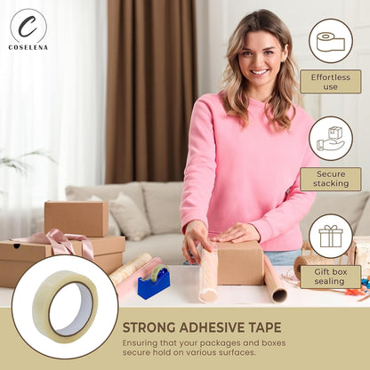 6/12/24 x Coselena Heavy Duty Cellotape Sellotape Strong Packaging Tape (24mm X 66m) Self Adhesive - High-Strength - Secure Sticky Tape for Parcel Boxes & Moving Boxes