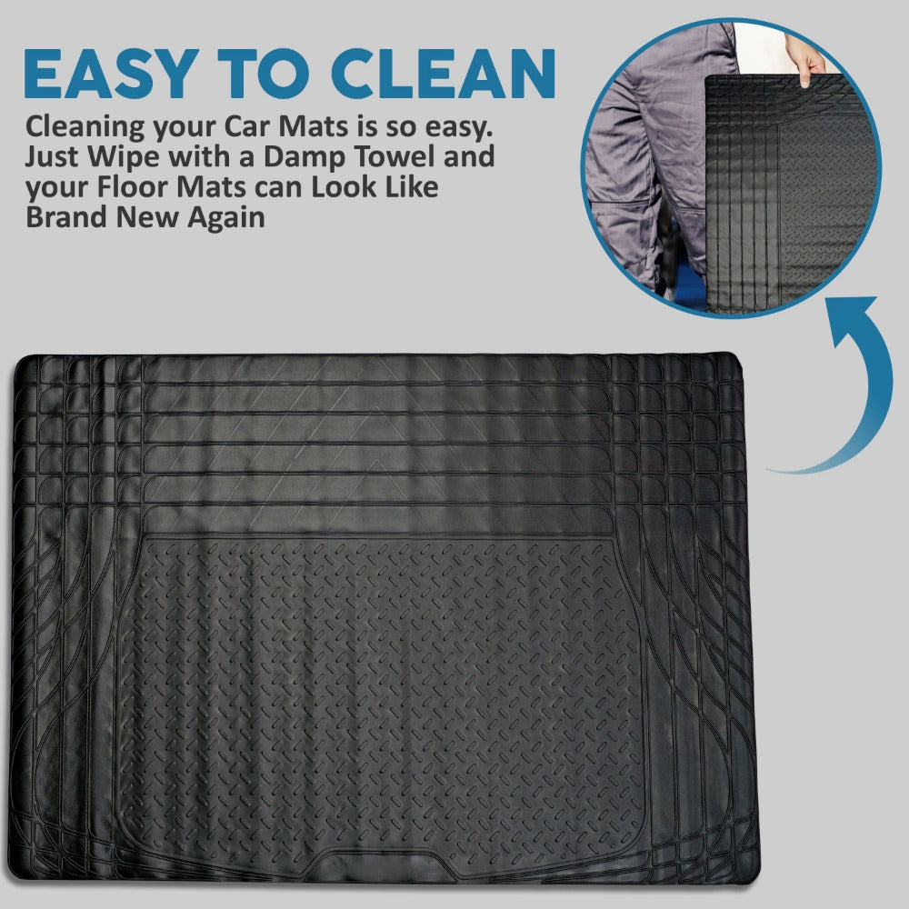 Heavy Duty Rubber Car Boot Mat 125x81cm Trim to Fit Universal Anti-Slip Waterproof Boot Liner Protector for Car SUV Van Truck