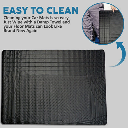 Heavy Duty Rubber Car Boot Mat 125x81cm Trim to Fit Universal Anti-Slip Waterproof Boot Liner Protector for Car SUV Van Truck