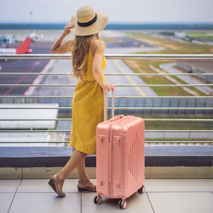 Of 4 Suitcases Featuring Corner Guards, Available in Sizes 12, 20, 24, And 28 Inches. These Durable Hard-Shell Cases Come with 360-Degree Spinner Wheels, Offering a Spacious And Lightweight Option for Travel