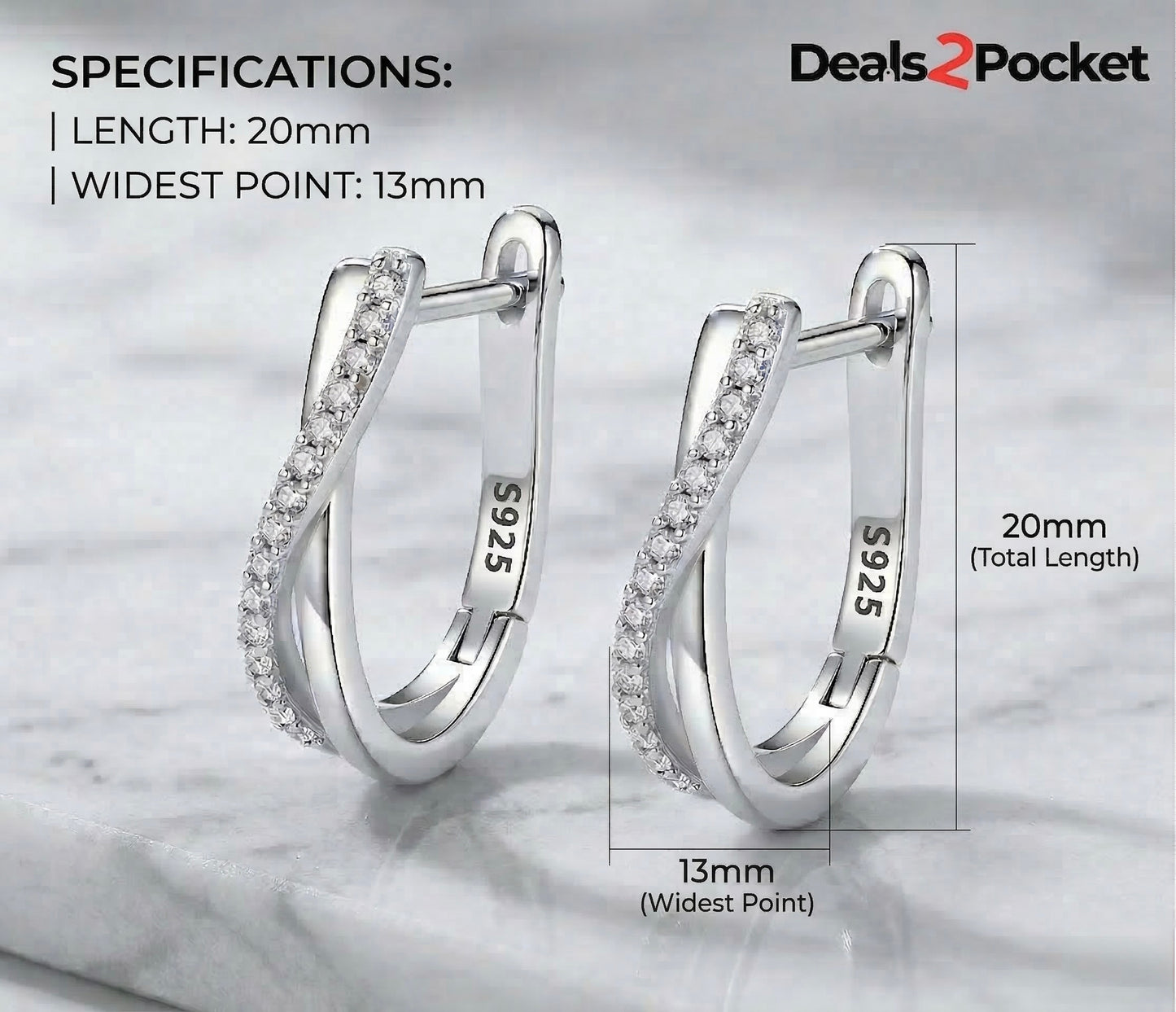 Elegant 925 Sterling Silver Twisted Hoop Earrings | Synthetic Zircon Criss-Cross Huggies | Minimalist Everyday Jewelry Gift for Women