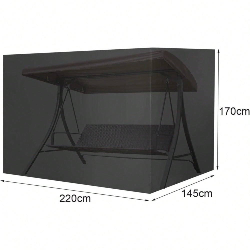 3 Seater Garden Swing Cover Heavy Duty Garden Swing Hammock Cover with Drawstring Proof Swing Seat Cover Furniture Protective Cover for All Weather Protection 220x170x145cm