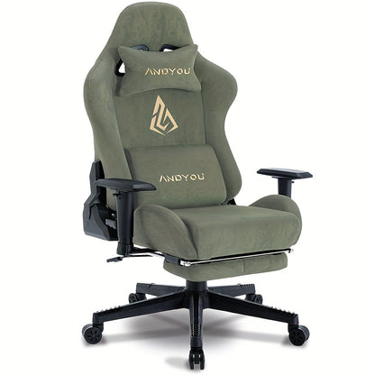 ANDYOU Gaming Chair, Breathable Office Chair, High Quality Fabric Soft Like Faux Fur. Ergonomic PC Chair, Adjustable Swivel Work Chairs with Footrest