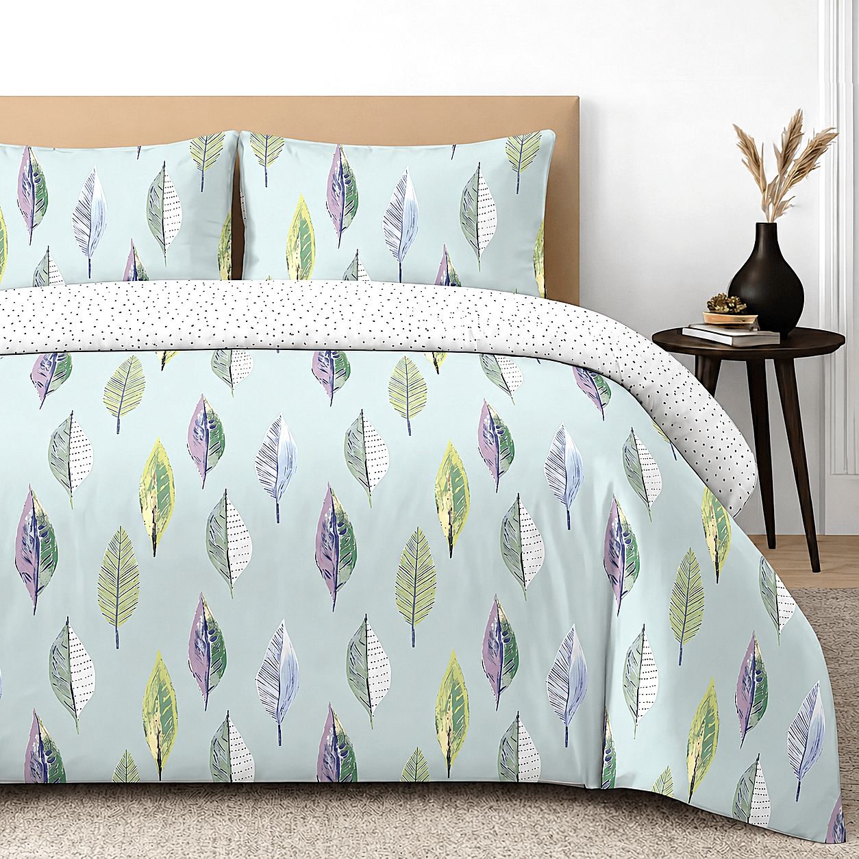 3pcs Flynn Duck Egg Duvet Cover Set | Reversible Duvet Quilt Set | Includes 2 Pillowcases | Soft Poly-Cotton Quilt Cover 48% Cotton / 52% Polyester | Breathable, Wrinkle Resistant & Machine Washable | Available in Single, Double, King & Super King Sizes |