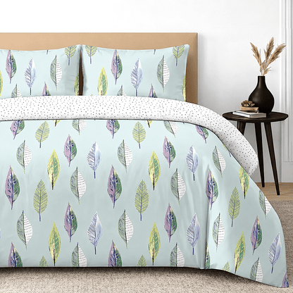 3pcs Flynn Duck Egg Duvet Cover Set | Reversible Duvet Quilt Set | Includes 2 Pillowcases | Soft Poly-Cotton Quilt Cover 48% Cotton / 52% Polyester | Breathable, Wrinkle Resistant & Machine Washable | Available in Single, Double, King & Super King Sizes |
