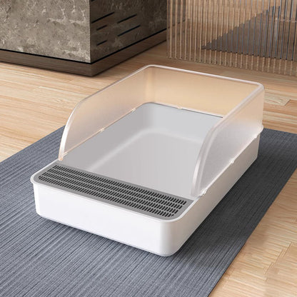 51cm Extra Large Open Cat Litter Tray High Sided Deep Jumbo Rim Pan Box Loo Toilet Large Cat Litter Tray Box, Cat Litter Box Cat Toilet Tray Anti-Splash Non Slip High Sided Deep Toilet Loo Adult Cats Kitten Pan Pet Loo Easy Cleaning | Pet Toilet, White