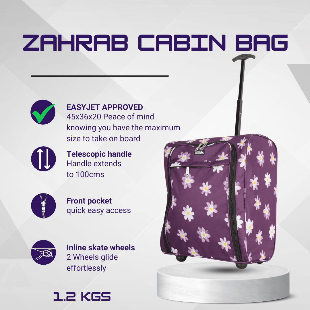 Cabin Bag with Wheels, easyJet 45x36x20cm Lightweight Trolley Wheels