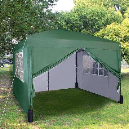 Pop-up Gazebo 3m x 3m with Sides & 4 Weight Bags & Silver Protective Layer Waterproof Marquee Canopy