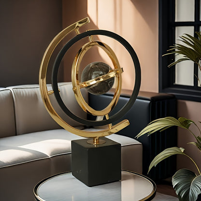 Elegant Metal Globe Decor - Modern Desktop Ornament for Home, Office, and Study, Perfect Christmas Gift