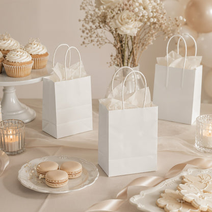 Kraft Paper Bags with Handles 100 Pack – Brown Gift Bags for Parties, Weddings, Retail, Christmas & Everyday Gift Wrapping